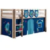 Image de PINO Lit Compact Pin Massif Naturel + Rideau de lit Astro + 3 Pochettes Astronaute