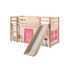 Image de PINO Lit Compact avec Toboggan Pin Massif Nature + Rideau de lit Spring