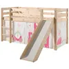 Image de PINO Lit Compact avec Toboggan Pin Massif Nature + Rideau de lit Princes