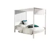 Image de PINO Lit a baldaquin avec sommier a lattes 140x200 cm Blanc + Ciel de lit
