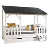 Image de MALIA Lit cabane 90x200 avec toit noir + lit gigogne