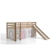 Image de PINO Lit Compact avec Toboggan Pin Massif Nature + Rideau de lit BIRDY