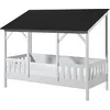 Image de MALIA Lit cabane 90x200 avec toit noir + sommier + Matelas