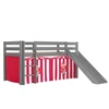 Image de Lit Enfant Surélevé Avec Toboggan Pino 90x200cm Gris + Rideau de lit Chucky