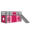 Image de Lit Enfant Surélevé Avec Toboggan Pino 90x200cm Gris Pink Flower