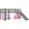 Image de Lit Enfant Surélevé Avec Toboggan Pino 90x200cm Gris + Rideau de lit princess