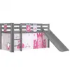 Image de Lit Enfant Surélevé Avec Toboggan Pino 90x200cm Gris Little Princess