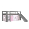 Image de Lit Enfant Surélevé Avec Toboggan Pino 90x200cm Gris + Rideau de lit Birdy