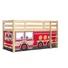 Image de PINO Lit Compact Pin Massif Naturel + Rideau pour lit en 4 parties Pompiers