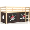 Image de PINO Lit Compact Pin Massif Naturel + Rideau en 4 parties Pirate des Caraibes