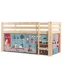 Image de PINO Lit Compact Pin Massif Naturel + Rideau en 4 parties Animalerie