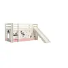 Image de PINO Lit mezzanine avec toboggan + Rideau pour lit en 4 parties Princesse