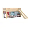 Image de PINO Lit Compact avec Toboggan Pin Massif Nature + Rideau en 4 parties Animalerie