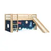 Image de PINO Lit Compact avec Toboggan Pin Massif Nature + Rideau en 4 parties Espace