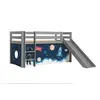 Image de Lit Enfant Surélevé Avec Toboggan + Rideau pour lit en hauteur en 4 parties Espace