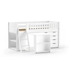Image de Lit Mi-Hauteur Scott Bureau Bibliothèque Commode Blanc