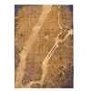 Image de Tapis de salon tissé plat - Cities Collection - Gatsby Gold - 140 x 200 cm - Style Graphique Artistique, Inspiré des Anciennes Cartes - Décoration