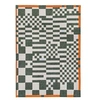 Image de Tapis de salon tissé plat Chess - Craft Collection - Deep Green - 80 x 150 cm - Motif Damier Déconstruit, Graphisme Audacieux, Effets Matériels,