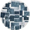 Image de Tapis de salon tissé plat Lucia - Craft Collection - Ice Blue - 140 x 140 cm - Design Cubisme Rétro, Effet Bouclette Moderne, Texture Douce et