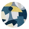 Image de Tapis de salon tissé plat Shapes - Gallery Collection - Duck Song - 240 x 240 cm - Design texturé, formes abstraites entrelacées, couleurs dynamiques
