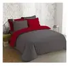 Image de Parure de couette bicolore 100% coton - 1 housse de couette 220 x 240cm + 2 taies doreillers 65 x 65 cm - Gris anthracite