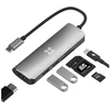 Image de Hub USB-C - 6 ports - USB-C PD, USB-A 3.0, HDMI 4K, SD/Micro - Structure aluminium légère et solide - Silver
