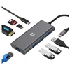 Image de Hub USB-C - 8 ports - USB-C PD, USB-A 3.0, HDMI 4K, SD/Micro, Ethernet RJ45 - Structure aluminium légère et solide - Silver