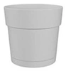 Image de Pot à fleurs et plantes rond CAPRI LARGE - Plastique - Réservoir d'eau - Diamètre 30 cm - Taupe