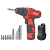 Image de Visseuse sans fil 12V Batterie Lithium 1.5Ah LED + Coffret 6 embouts de vissage + 6 forets + Adaptateur VITO