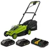 Image de Tondeuse à gazon 20V + 2 Batteries lithium 3.0Ah + Chargeur double Gazon 300m2 - Bac 30L
