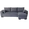Image de Canapé d'angle convertible réversible SORO - Méridienne avec coffre - Tissu gris foncé - L 240 x P 143 x H 85 cm