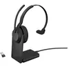 Image de Evolve2 55 MS Mono - Micro-casque - sur-oreille - Bluetooth - sans fil - Suppresseur de bruit actif - USB-A via adaptateur Bluetooth - noir - avec