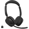 Image de Jabra Evolve3 65 Casque sans Fil Bluetooth avec Micro, UC, USB-C | Adaptateur USB-C, batterie 59 h, casque ANC, Jabra ClearVoice , fonctionne avec les applications de réunion en ligne, noir en occasion ou reconditionné