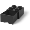 Image de LEGO pierre de rangement avec tiroir 4 plots 25 x 17 cm polypropylène noir