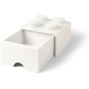 Image de LEGO pierre de rangement avec tiroir 4 plots 25 x 17 cm polypropylène blanc