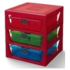 Image de étagère de rangement 3 tiroirs 34,5 x 37,5 cm polypropylène rouge