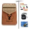 Image de Kalimba piano à pouce 17 touches en bois acajou parfait pour debutants enfants