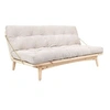 Image de Banquette ajustable FOLK en pin massif naturel avec matelas futon en velours côtelé naturel 130x190