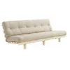 Image de Banquette ajustable LEAN en pin massif naturel avec matelas futon beige 130x190