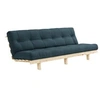 Image de Banquette ajustable LEAN en pin massif naturel avec matelas futon bleu pétrole 130x190