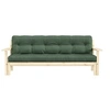Image de Banquette UNWIND en pin massif naturel avec matelas futon kaki 130x190