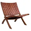 Image de Chaise en teck et cuir marron PERUGIA
