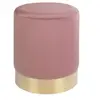Image de Pouf en velours rose avec base en laiton Ø 34 x 43 cm