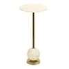 Image de Table d'appoint ronde 25,5x54 cm en marbre blanc et métal doré