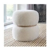Image de Pouf design rond 38x41 cm en tissu bouclette blanc et naturel