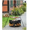 Image de Grille barbecue sur trépied + Brasero avec range bois SOLAFA en acier--Ø 70 cm-Ø 70 cm-