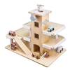 Image de Garage pour Voitures en Bois - Parking avec Piste d'Atterrissage 4 Voitures 1 Hélicoptère 1 Pompe à Essence & Accessoires