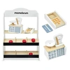 Image de Marchande Enfant en bois 67 *46,5 *22 cm - Stand Vendeur Balance, Terminal avec Carte & 4 Pommes - Couleurs Ecologiques