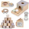Image de Jeux Eveil Sensoriel Montessori en Bois, Boîte éducative Enfant, 6 Jouets Educatifs, Jeux Bois, Hochet, Blocs, Voiture, Hérisson, Livre