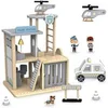 Image de Poste de Police Bois, Jeux D'imitation Voiture de police, hélicoptère, Chien, Policier, méchant